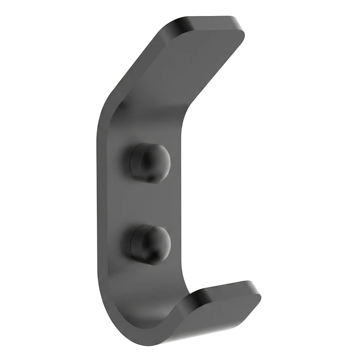 Bodie Onyx Towel Hook, a dark grey C-shaped wall-mounted hook with two distinct rounded projections.