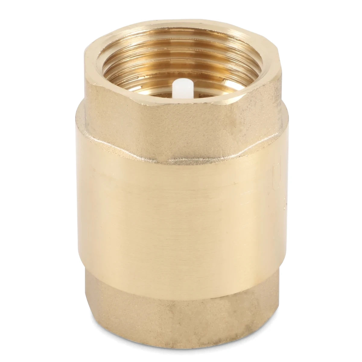 Brass 25mm non-return valve for plumbing applications, featuring a threaded top and a cylindrical body.
