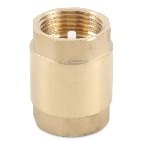 Brass 25mm non-return valve for plumbing applications, featuring a threaded top and a cylindrical body.