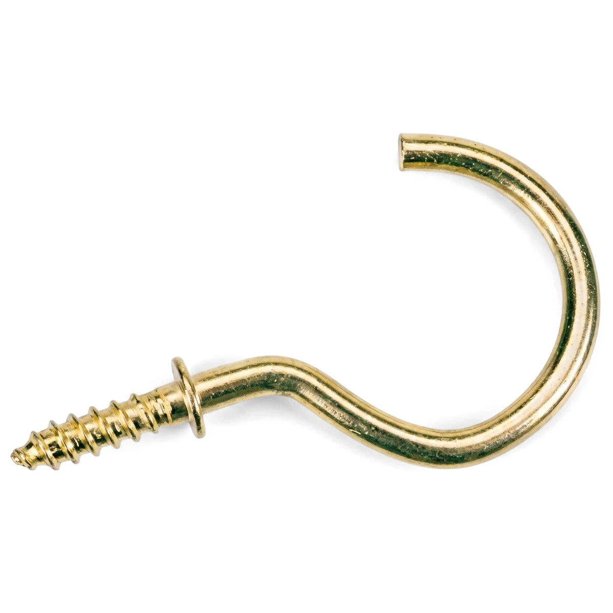 Brass Cup Hooks 16mm screw-in cup hook with polished brass finish for hanging small items