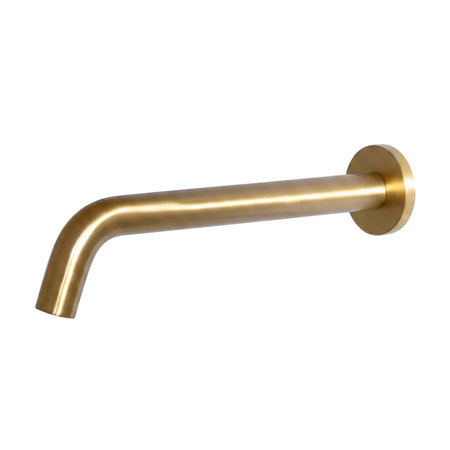 Brush brass oval spout 200mm for plumbing fittings, with a sleek, curved design and a brushed golden finish.