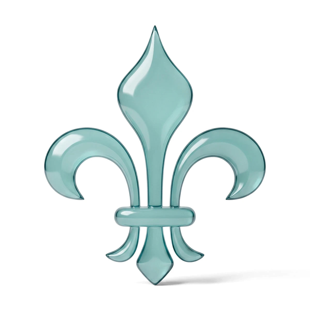 C106 Stencol 121 Paint Stencils featuring a translucent teal fleur-de-lis design, isolated on a white background.
