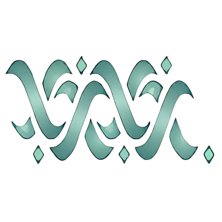 C109 Stencil 124 paint stencil featuring an intricate abstract pattern of interlocking teal and aqua wavy lines and small