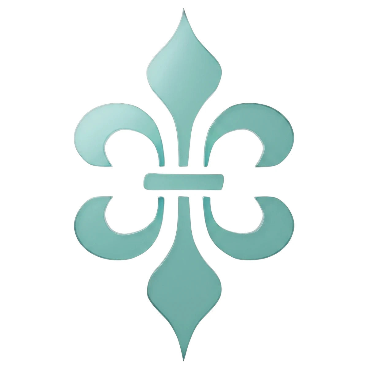 A teal aqua fleur-de-lis symbol, part of the C113 Stencil 128 Paint Stencils collection, displayed on a clean white