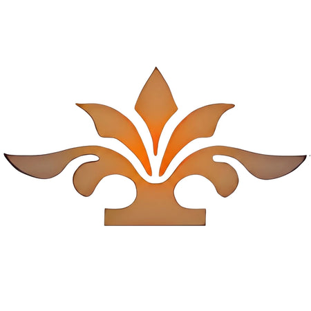 An orange and brown decorative C114 Stencil 129 paint stencil, featuring a symmetrical ornate floral or leaf-like design,