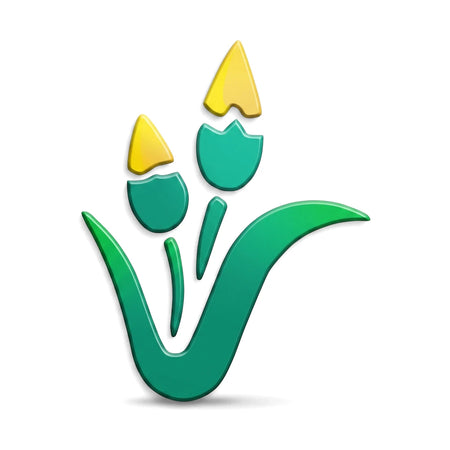 Stylized green and yellow plant logo, resembling a tulip or wheat design, for C115 Stencil 130 Paint Stencils.