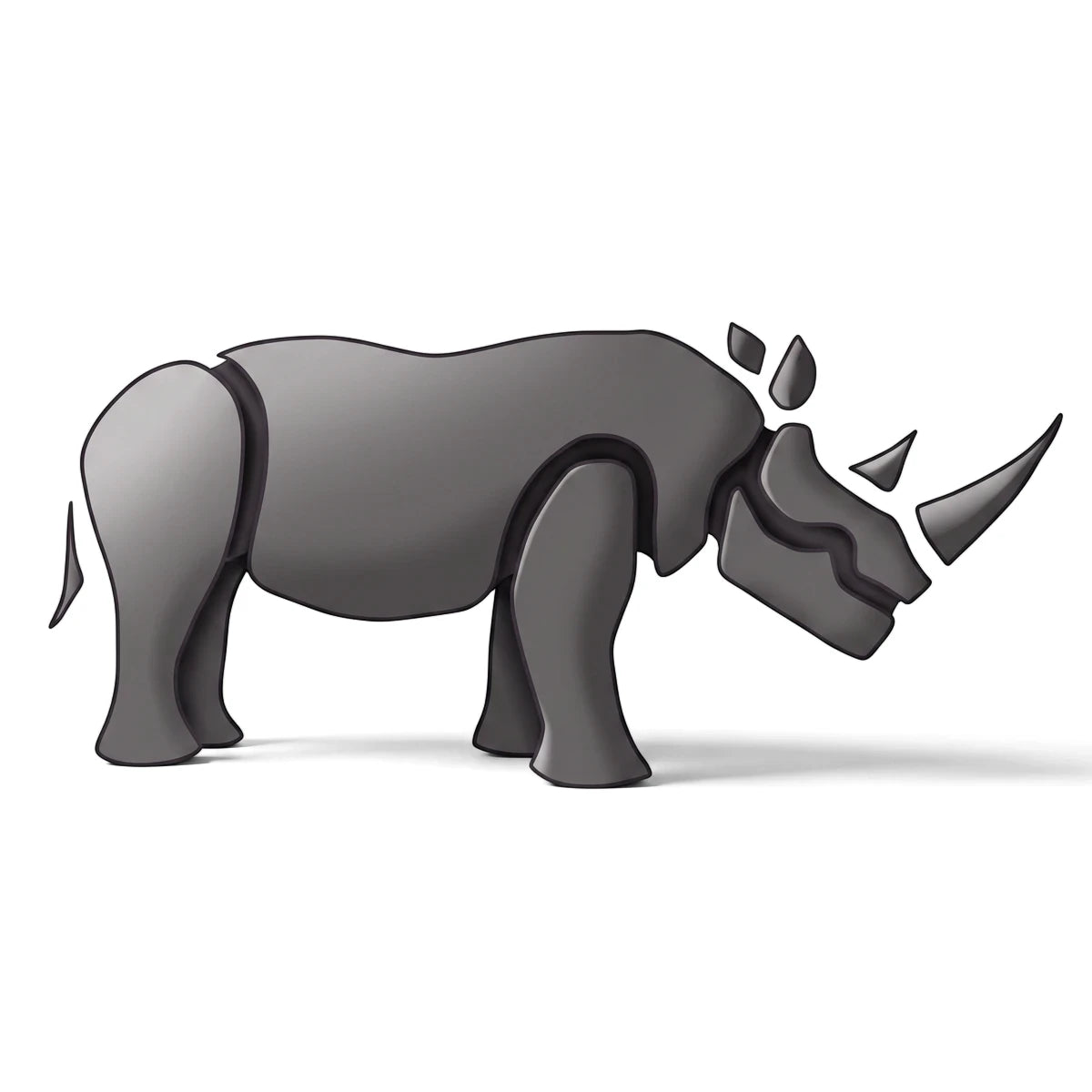 A dark gray segmented rhinoceros illustration, part of the C117 Stencil 132 paint stencil collection, against a white