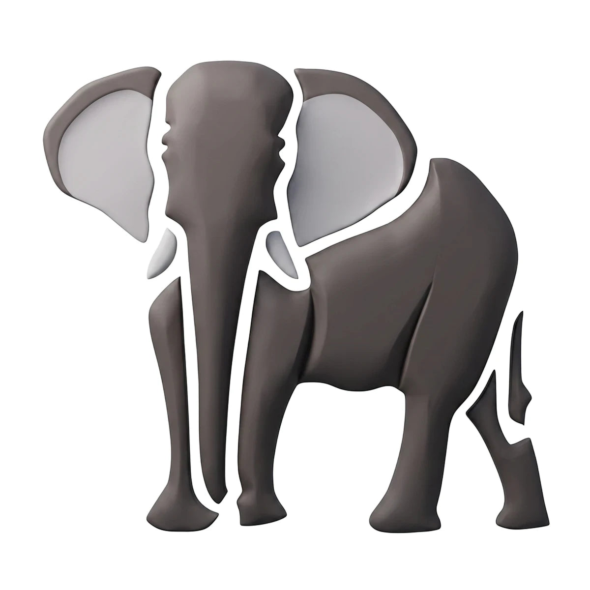 C118 Stencil 133 paint stencil featuring a dark gray segmented elephant design on a white background.