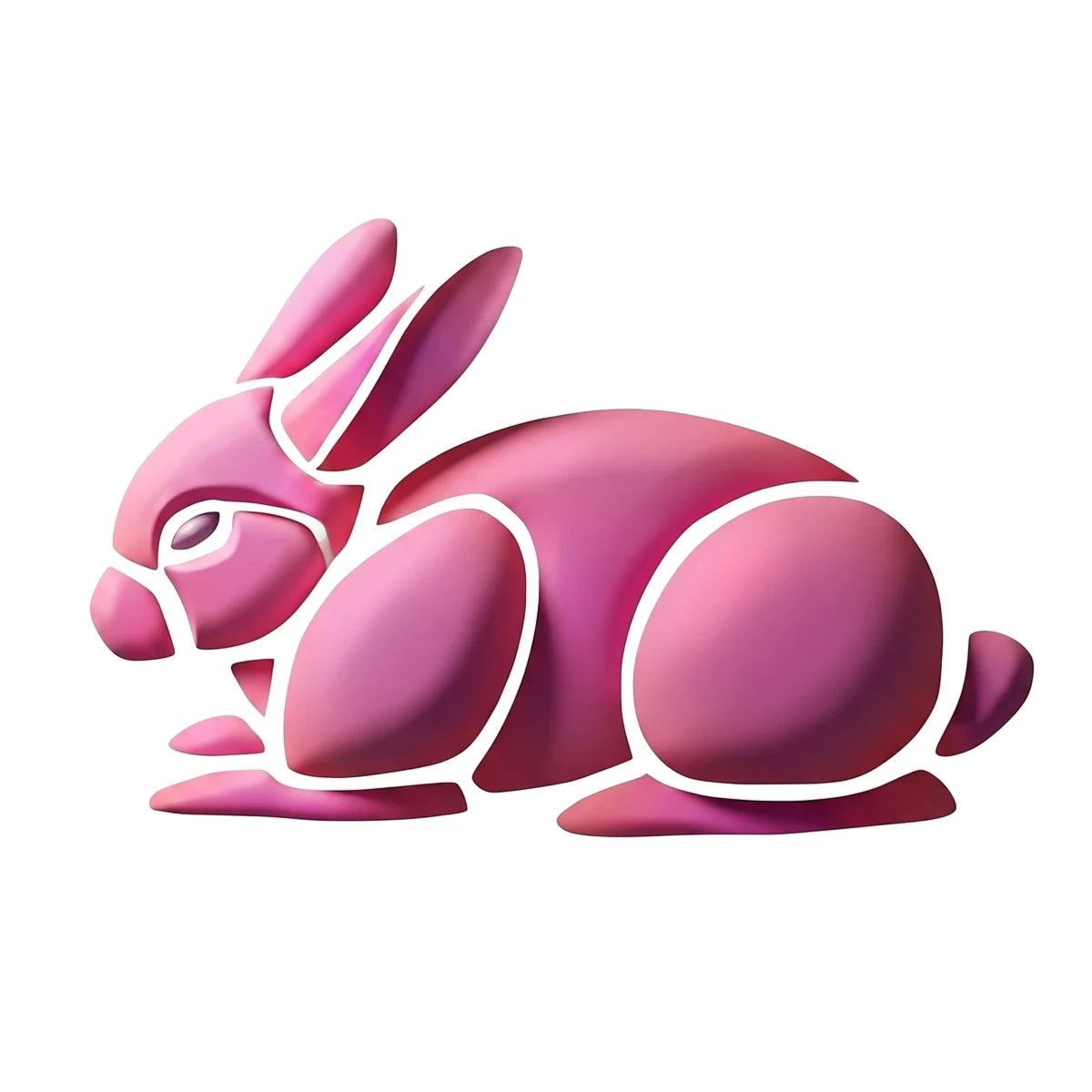 Pink segmented abstract rabbit design, part of the C122 Stencil 136 Paint Stencils collection.