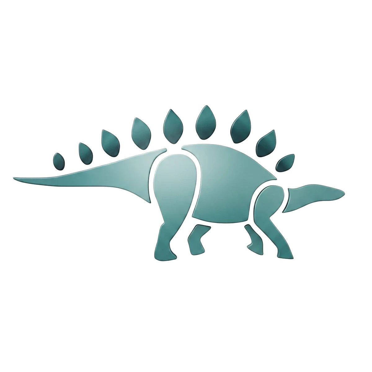 C131 Stencil 145 paint stencil featuring a stylized teal stegosaurus dinosaur with segmented body and back plates.