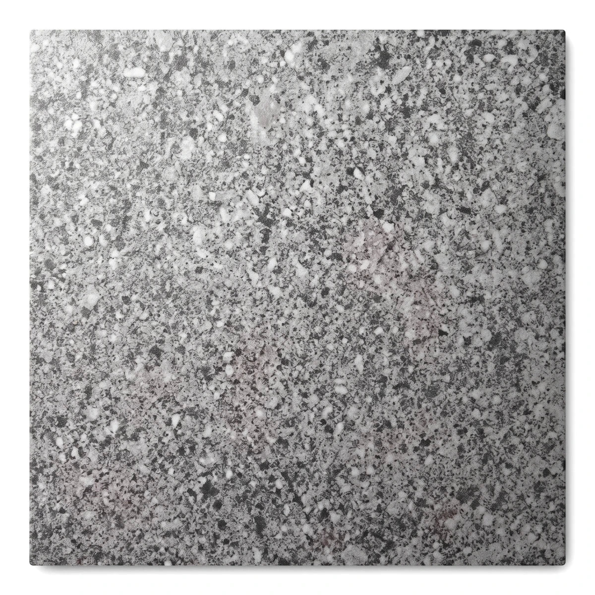 Close-up of a grey charcoal ceramic Ceaser Stone floor tile, 50x50cm, with a speckled, textured surface pattern.