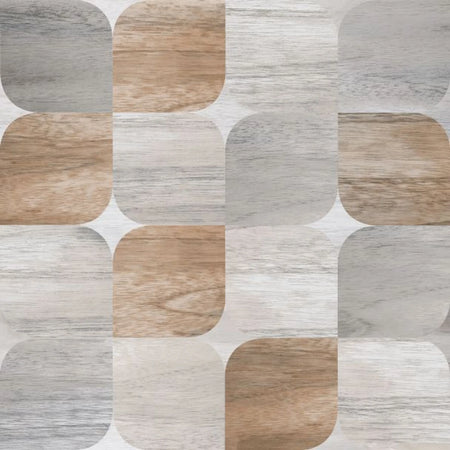 Cedar Deco Mix 40x40cm 1.46sqm tiles featuring a textured, repeating pattern of rounded squares in light grey and brown wood