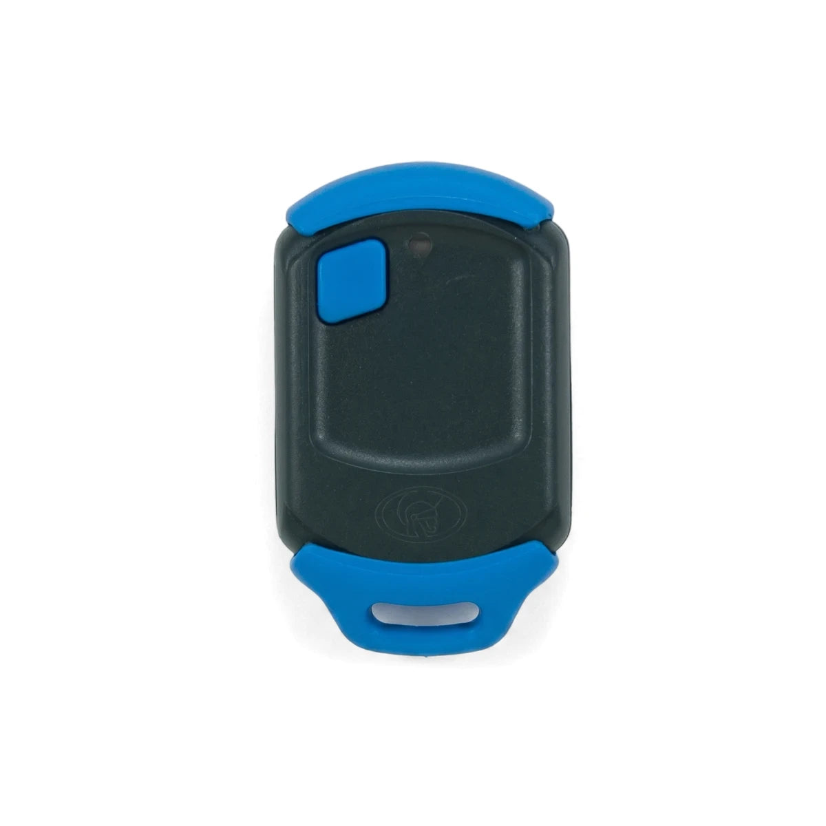 Centurion replacement 2-button remote transmitter in dark grey with blue accents for garage doors or gates.