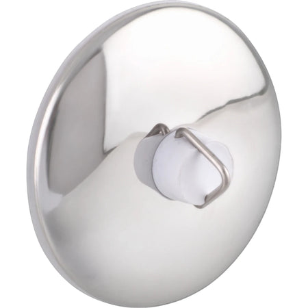 38mm single chrome basin plug with a reflective, round body and a white stopper, featuring a metal handle loop.