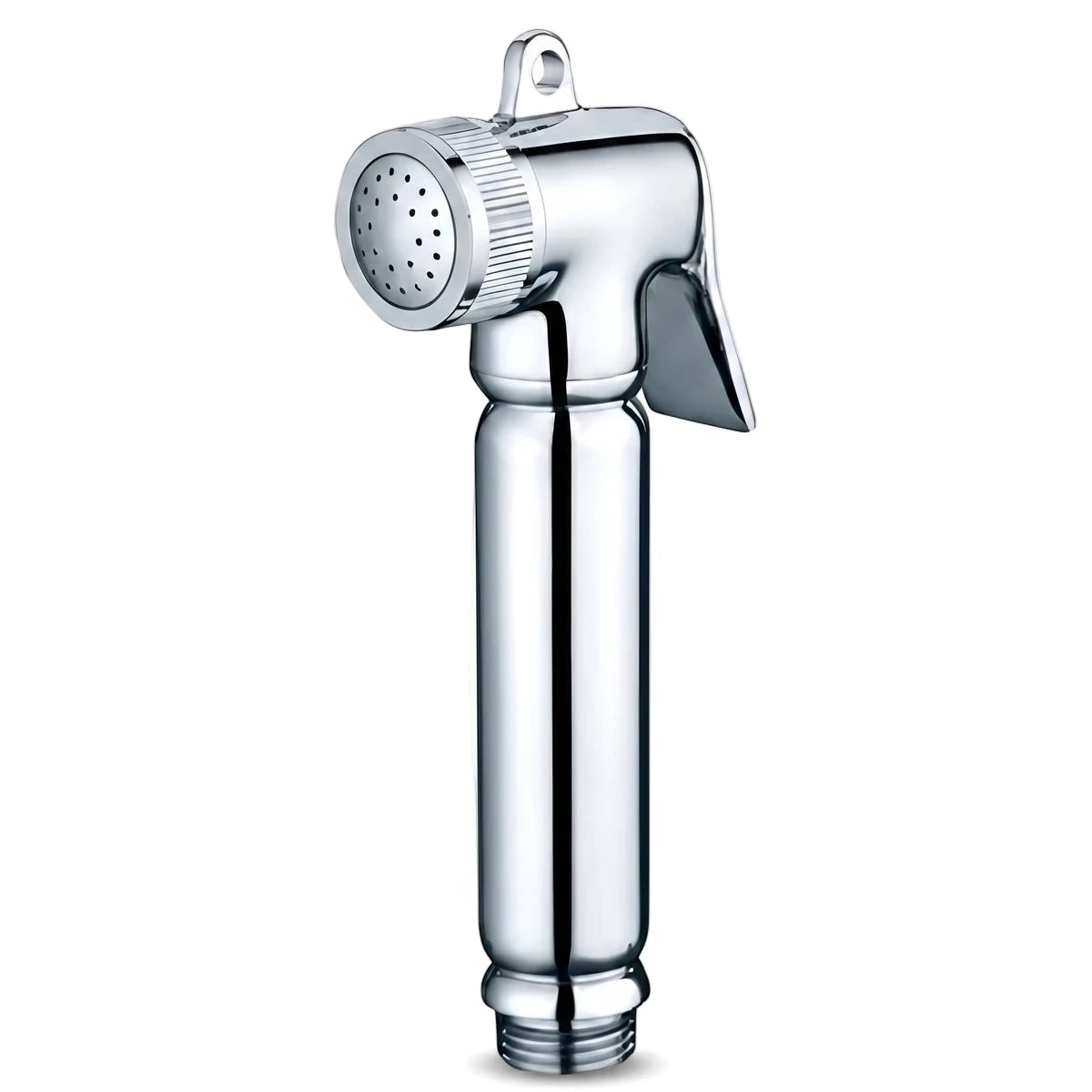 Chrome brass round bidet set shower head with a polished finish, designed for bathroom hygiene and easy installation.