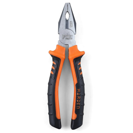 200mm Chrome Vanadium Compound Combination Pliers featuring durable metal and ergonomic orange and black handles.