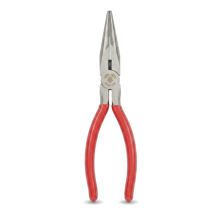 160mm Chrome Vanadium long nose pliers with vibrant red handles and metallic jaws, centered on a white background.