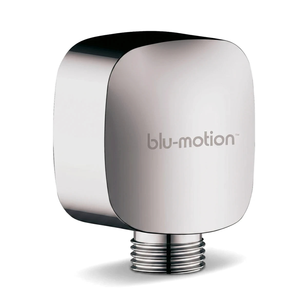 Chromed Wall Elbow Square Elbow, showcasing its sleek, reflective surface and threaded connection for wall mounting.