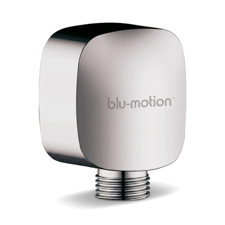 Chromed Wall Elbow Square Elbow, showcasing its sleek, reflective surface and threaded connection for wall mounting.
