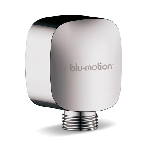 Chromed Wall Elbow Square Elbow, showcasing its sleek, reflective surface and threaded connection for wall mounting.