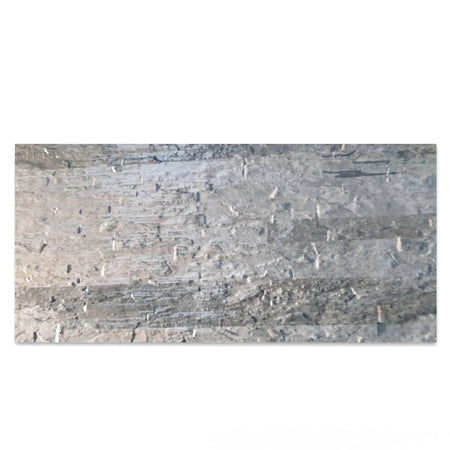 Textured gray and silver rectangular cladding tile, 250x500mm, perfect for modern interior or exterior walls.