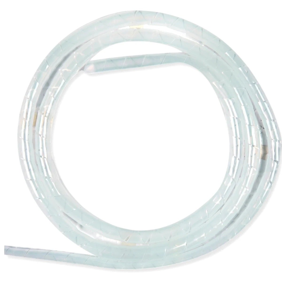 Clear 15mm spiral wrapping in a flexible, coiled arrangement, useful for organizing cables or protecting wires.