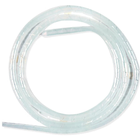 Clear 15mm spiral wrapping in a flexible, coiled arrangement, useful for organizing cables or protecting wires.