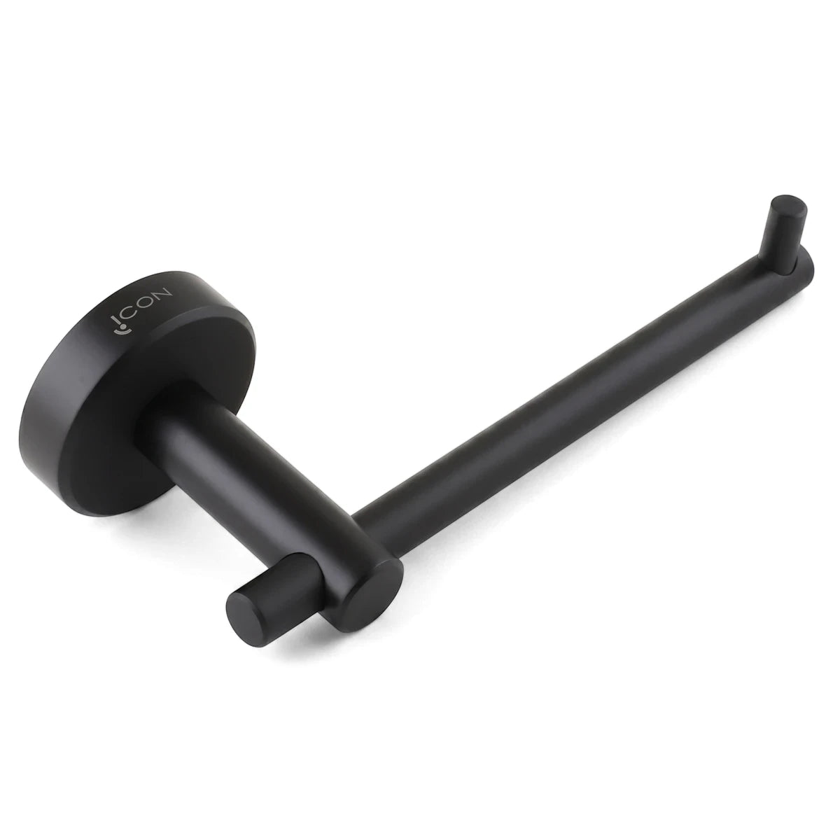 Modern Coal Fixed Toilet Paper Holder in a sleek matte black finish, designed for wall mounting in bathrooms.