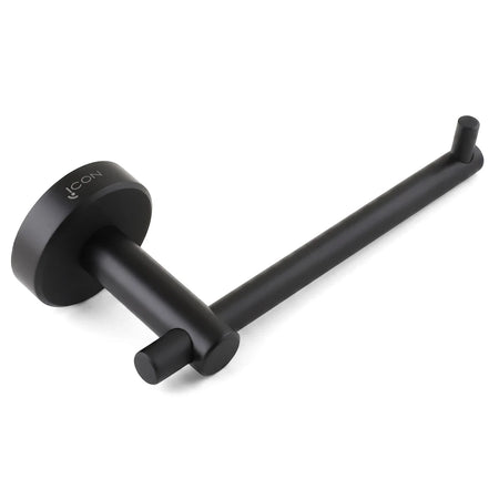Modern Coal Fixed Toilet Paper Holder in a sleek matte black finish, designed for wall mounting in bathrooms.