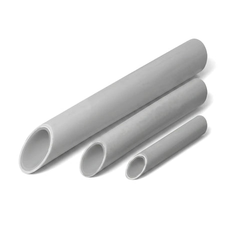Cobra Coil Safe plumbing pipes in grey, shown in various sizes with angled cuts, suitable for water systems.
