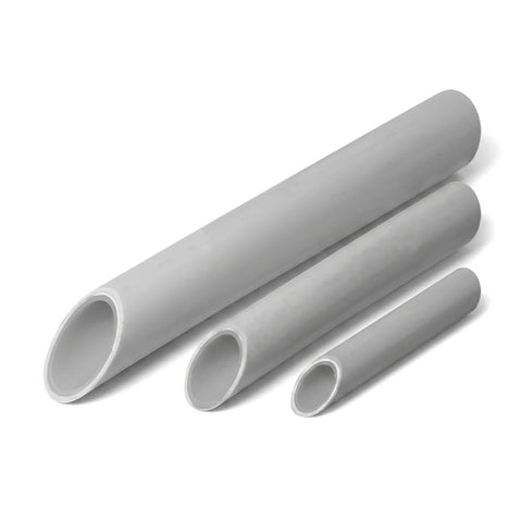 Cobra Coil Safe plumbing pipes in grey, shown in various sizes with angled cuts, suitable for water systems.