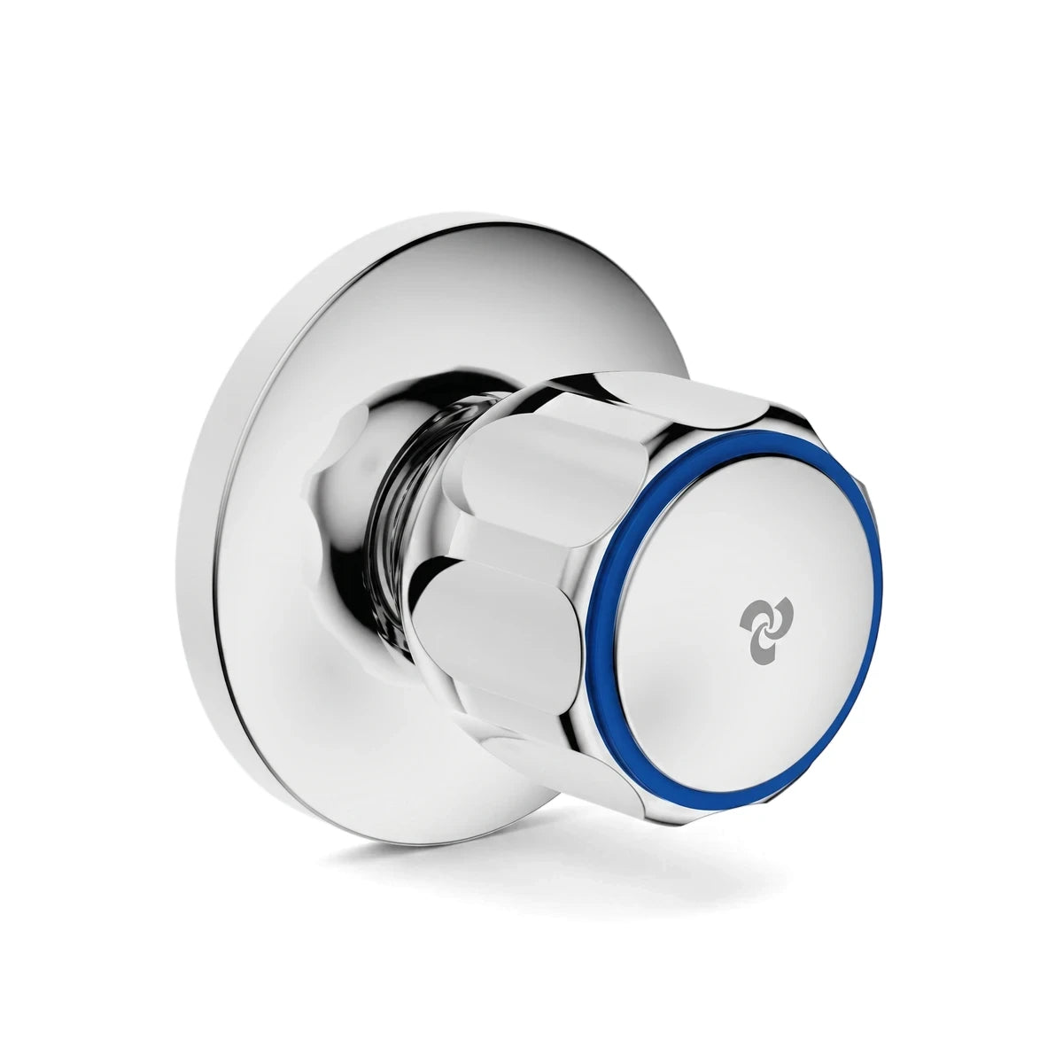 Cobra Metsi Original Light Pattern Stoptap Underwa Tap, a modern chrome tap with a distinctive blue ring accent and faceted