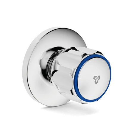 Cobra Metsi Original Light Pattern Stoptap Underwa Tap, a modern chrome tap with a distinctive blue ring accent and faceted