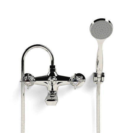 Cobra Star Heavy Pattern Bath Diverter Mixer wall-mounted bath mixer with a chrome finish and attached handheld shower