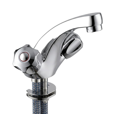 Cobra Stella Original Light Pattern Basin Mixer, a chrome single-handle faucet with braided hoses, shown from an angled