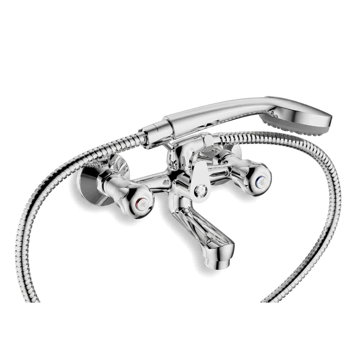 Cobra Stella Original Light Pattern Bath Diverter Bath Mixer in chrome, featuring a shower head and hose, mounted on a white