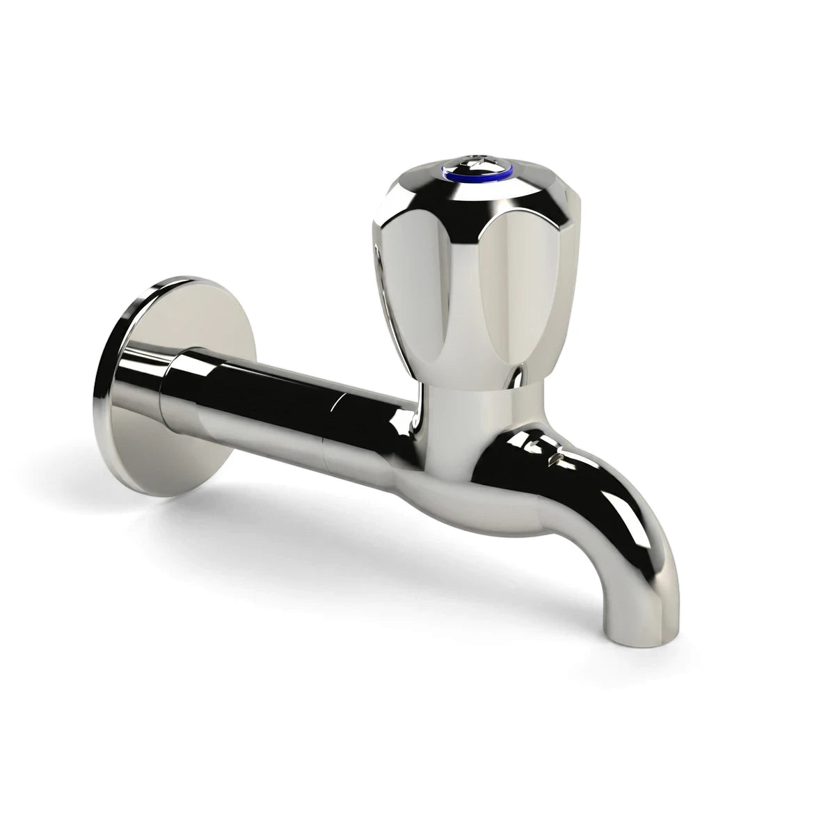 Cobra Stella Original Light Pattern Extended Bibta Tap, wall-mounted with a polished chrome finish and an octagonal handle.