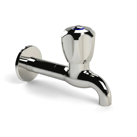 Cobra Stella Original Light Pattern Extended Bibta Tap, wall-mounted with a polished chrome finish and an octagonal handle.