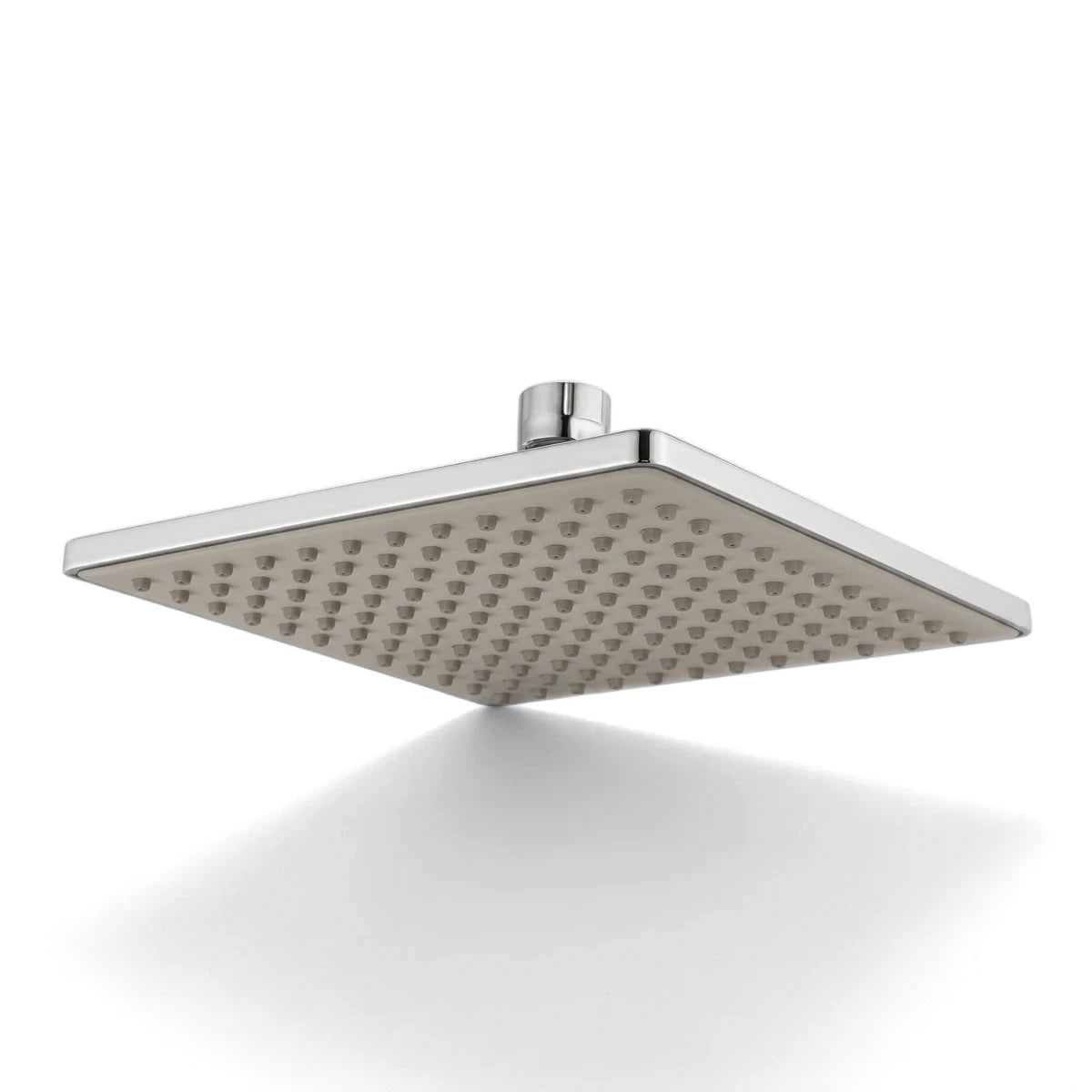 Cobra Zambezi 200mm square chrome shower head with a single spray pattern, viewed from a slightly upward angle.