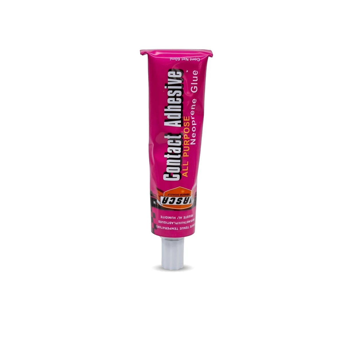 Pink 60ml tube of Contact Adhesive All Purpose Neoprene Glue, shown upright against a clean white background.