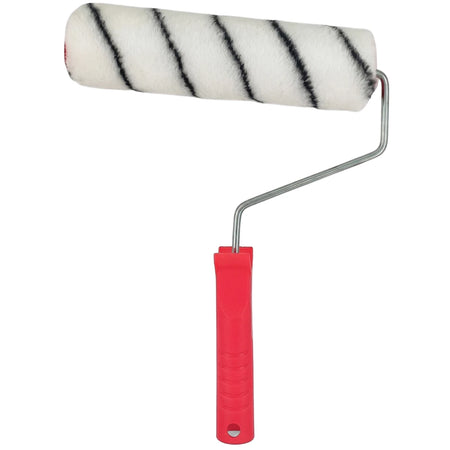 Contr Poly-Plus Polyester 18 mm Complete - 230 mm Paint Roller with a white striped roller, red handle, and silver frame.