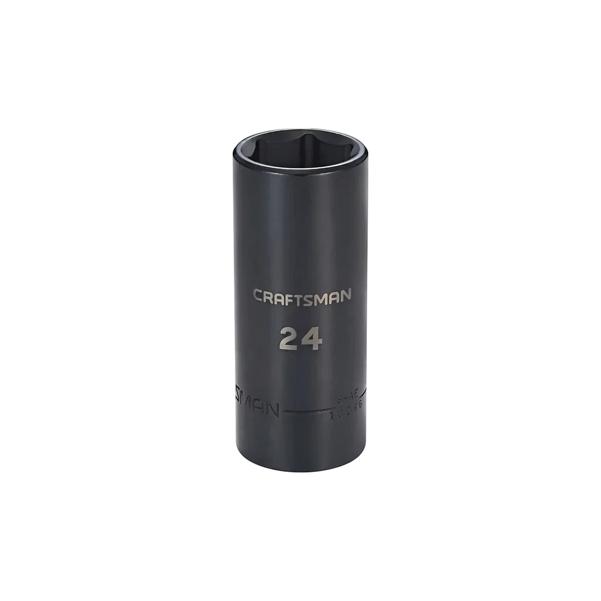Craftsman 24mm 1/2-inch drive 6-point deep hex socket in black, shown standing upright.