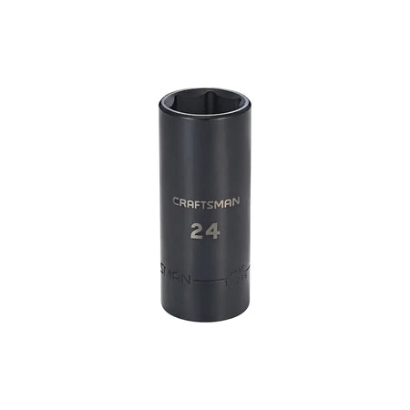 Craftsman 24mm 1/2-inch drive 6-point deep hex socket in black, shown standing upright.