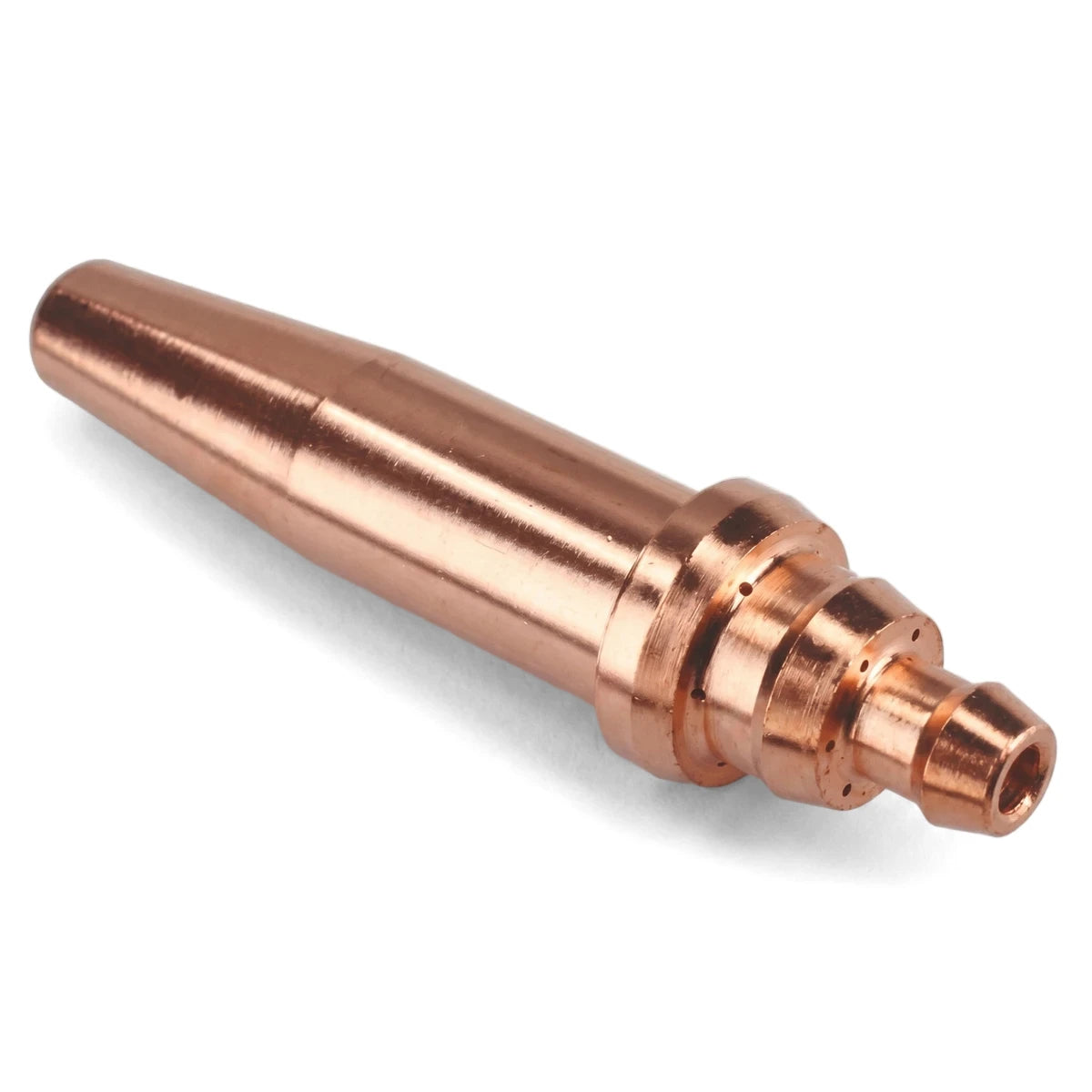 Close-up view of a copper-colored Cutting Nozzle Anm 32mm Nozel, an industrial tool with a tapered tip and stepped base.
