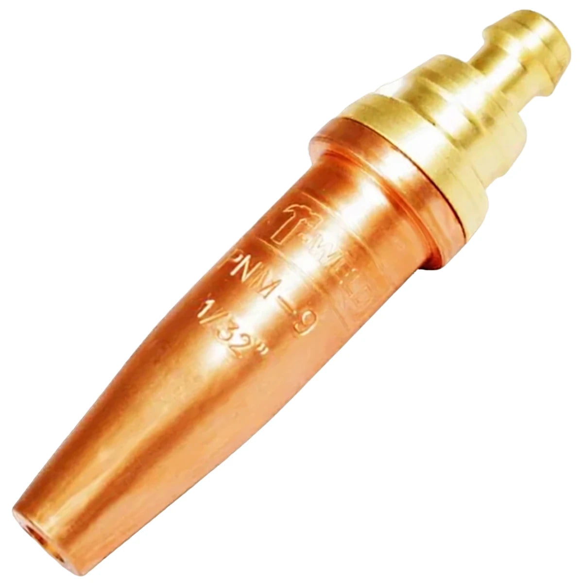 Cutting Nozzle PNM-9 1/32" in a copper and brass finish, designed for welding and cutting applications.