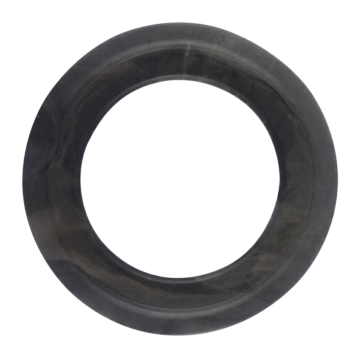 Dark gray round washer for a 90mm basket waste plug, designed for a secure seal in plumbing fixtures.