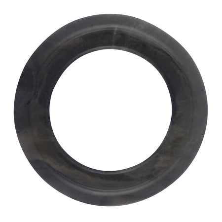 Dark gray round washer for a 90mm basket waste plug, designed for a secure seal in plumbing fixtures.