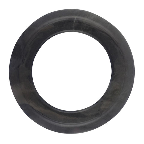 Dark gray round washer for a 90mm basket waste plug, designed for a secure seal in plumbing fixtures.