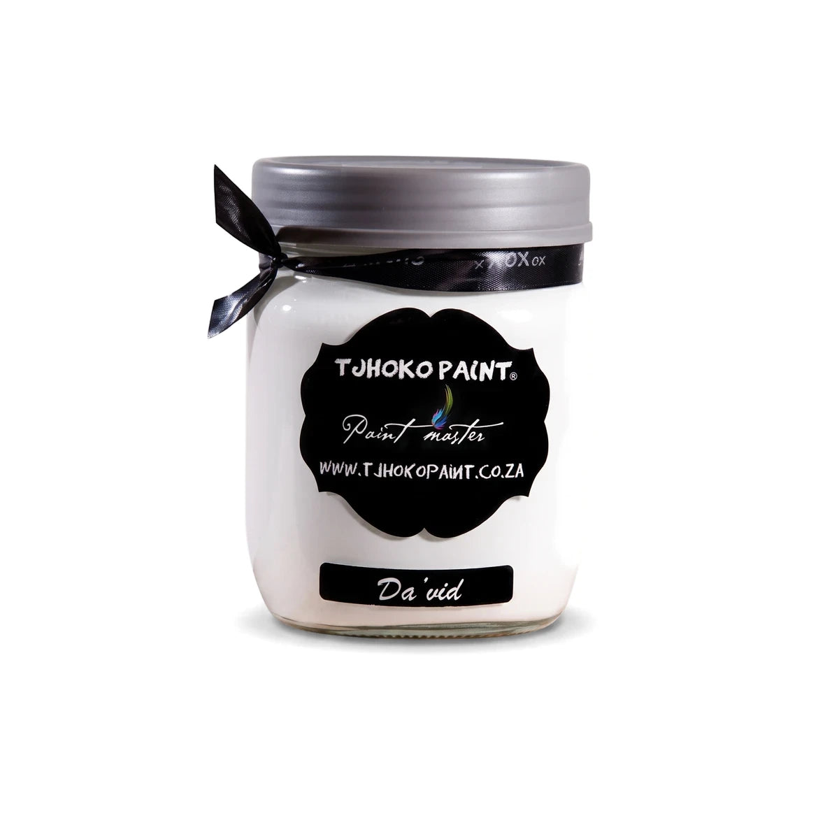 Da'Vid 500ml Chalk Paint in a white glass jar with a distinctive black label and silver lid.