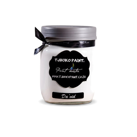 Da'Vid 500ml Chalk Paint in a white glass jar with a distinctive black label and silver lid.